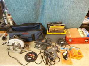 lot 38 image: 4 Power Tools and Sanding Paper