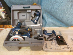 lot 69 image: Ryobi 3 Piece Power Tool Set in Case