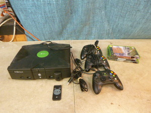 lot 184 image: XBox with Controllers and Games