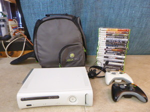 lot 185 image: XBox with Controllers and Games