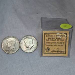 lot 9 image: 1967 Kennedy, 1968 Kennedy Halves 50c P&D