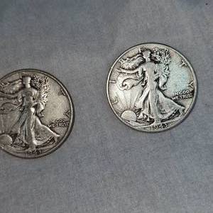 lot 11 image: 2-1943 Walking Liberty Halfs 50c