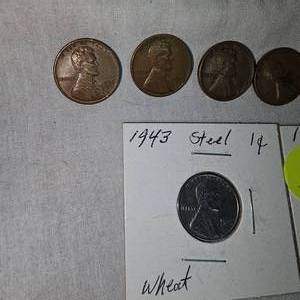 lot 14 image: 2-Steel Wheats and 6 Wheat Copper Pennies -8 total