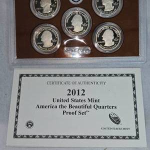 lot 17 image: 2012 Mint Proof Quarter Set