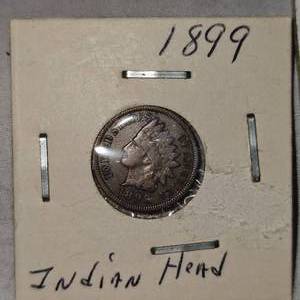 lot 19 image: 1889,1891,1899,1895,1899 Indian Head Pennies 1c VF