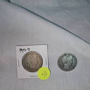 lot 30 image: 1903-O and 1912 Barber Halfs 50c