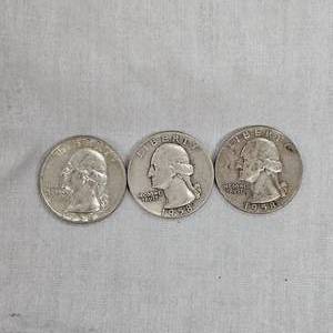 lot 33 image: 3-1958 Silver Washingtons 25c
