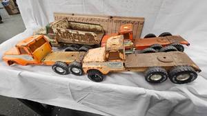 lot 155 image: 4-Vintage Nylint Semi Tractors and Dump Truck