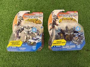 lot 93 image: Transformers Prime Beast Wars Prowl & Night Shadow Bumblebee