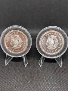 lot 83 image: Silver Round 1 oz .999 Fine Silver - Mayan Calendar & Native Chief Design (Lot of 2)