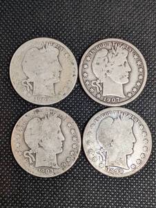 lot 89 image: Barber Half Dollars - Assorted Dates (Lot of 4)