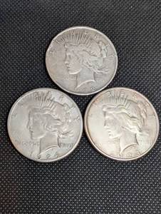 lot 91 image: Peace Dollar 1922-1924 (Lot of 3)