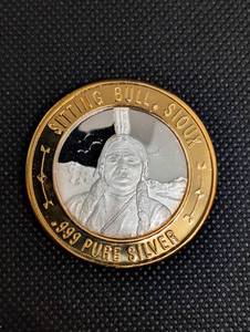 lot 93 image: Sitting Bull Sioux 999 Fine Silver Coin - Limited American Series