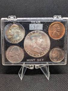 lot 95 image: United States Mint Set 1963-P - 6-Coin Display Case