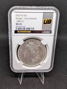 lot 104 image: Fiji 2023 FJ$1 Morgan Dollar - Early Releases, MS70 NGC
