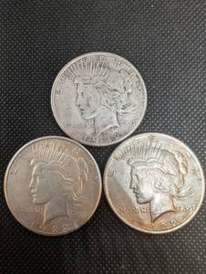 lot 109 image: 1922 Peace Dollar - Lot of 3 - U.S. Silver One Dollar Coins