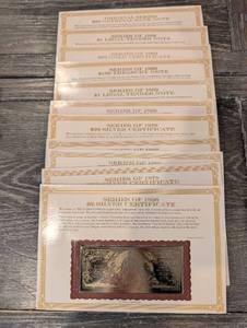 lot 136 image: Danbury Mint Educational Series Banknote Certificates Collection - Assorted Historic Reproductions (QTY 11)