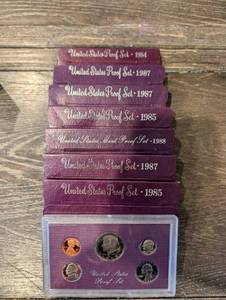 lot 140 image: United States Proof Set Collection (1984, 1985(2), 1987(3), 1988) - Lot Of 7