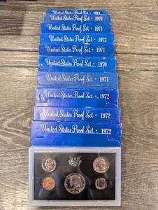 lot 161 image: United States Proof Sets 1970-1972 (Lot of 10) - Blue Mint Boxes