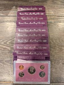 lot 165 image: United States Mint Proof Sets - Assorted Years 1984-1993 (Lot of 10)