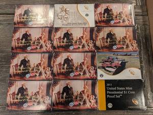 lot 172 image: United States Mint Presidential $1 Coin Proof Set - 12-Set Lot, Assorted Years