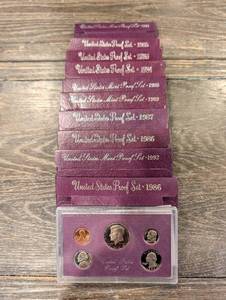 lot 183 image: United States Mint Proof Sets - Assorted Years (1984-1992)- (Lot Of 10)