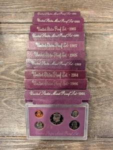 lot 188 image: United States Mint Proof Set - Assorted Years (1984-1991) (Lot Of 10)