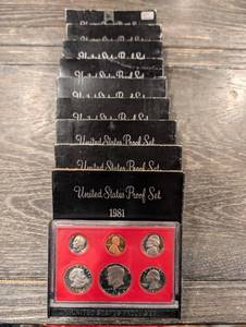 lot 195 image: United States Proof Set Collection (1980-1983) - (Lot Of 10)