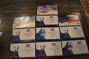 lot 207 image: United States Mint 50 State Quarters Proof Set Collection - Assorted Years (1999-2013) (Lot Of 10)