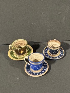 lot 2 image: Kohler Inc. Teacups & Saucers Set - BlueGreen, 3 Cups  3 Saucers