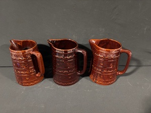 lot 19 image: 3x Brown Stoneware Mugs - Oven-Proof - Made in USA