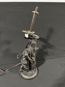 lot 39 image: Bronze-Tone Statue Lamp with Classical Couple Figures