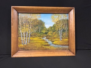 lot 52 image: Autumn Birch Landscape - Framed Painting