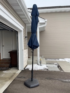 lot 69 image: Navy Blue Patio Umbrella - Freestanding with Base
