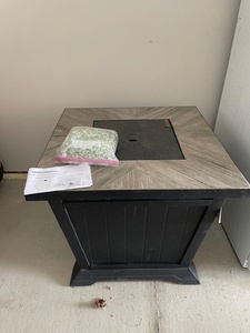 lot 70 image: Tile-Top Gas Fire Pit Table - Black Wood Base