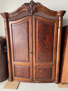 lot A-73 image: Broyhill Armoire Wardrobe with Carved Crest - Two Doors