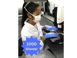 lot 111 image: MSRP $120  1 Case (1000 gloves) NEW Basic NGPF 7002 Synguard Latex-Free Powder-Free Protein-Free Nitrile Exam Gloves - Size Medium