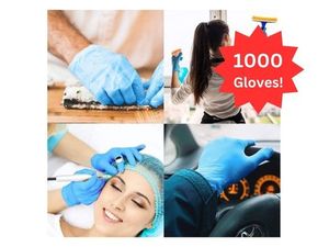 lot 106 image: MSRP $120  1 Case (1000 gloves) NEW Basic NGPF 7002 Synguard Latex-Free Powder-Free Protein-Free Nitrile Exam Gloves - Size Medium