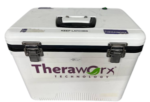 lot 14 image: MSRP $900 Avadim Theraworx Technology 18L Portable Warmer  Tabletop Heated Therapy Case For sports medicine, physical therapy &amp clinical use. Portable insulated warmer for therapy pads &amp More - Includes Trays Works Great