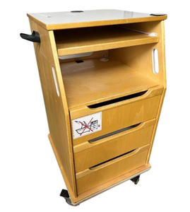 lot 35 image: Computer Standing Desk with 3-Drawer Supply Storage - Keyboard Tray, Good Space for Monitor, Ergonomic - Great Condition