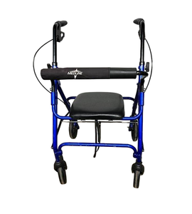 lot 89 image: Medline Walker Rollator - Provides Sturdy Support, Lightweight Folding Frame, Built-In Seat - Great Condition