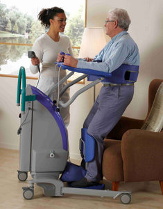 lot 8 image: MSRP $10,000 Arjo Encore Powered Sit-to-Stand Lift  Effortless Patient Transfers Boost patient safety &amp caregiver ease With 3 Sizes Back Straps &amp Charger Needs New Battery