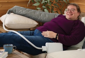 lot 22 image: Nimbl Pneumatic Compression Device 60-minute daily treatment provides relief from lymphedema -gentle squeezing action moves lymphatic fluid away from the affected area toward healthy, functioning regions of the body &amp is naturally absorbed