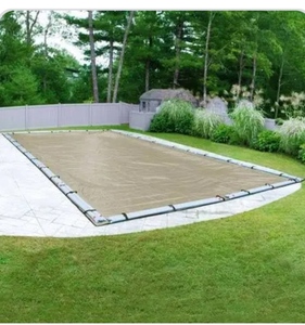 lot 86 image: Beige Pool Cover for Inground Pool 20x40 ft with Wire Cable