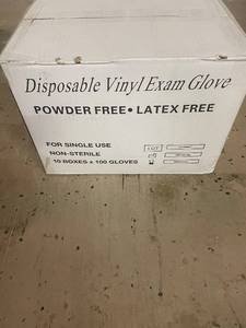 lot 104 image: Case of Disposable Vinyl Exam Gloves, Powder Free, Latex Free - 1000ct