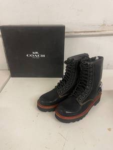lot 137 image: Coach Moto Hiker Boot Box Calf Black Womens Size 5.5M with Box