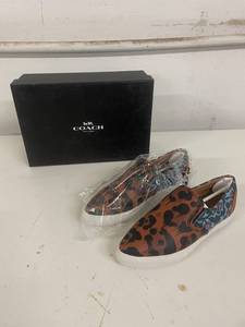 lot 138 image: Coach Wild Beast Nappa Slip-On Sneakers, Size 5M, BrownMist with Box