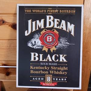 lot 7 image: Metal Jim Beam Sign 12.5 x 16 inches (flat)