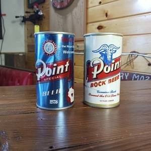 lot 14 image: 2 vintage Point Beer cans, opened from bottom