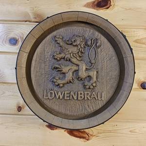 lot 19 image: Lwenbru Barrel End Wall hanging Sign - plastic